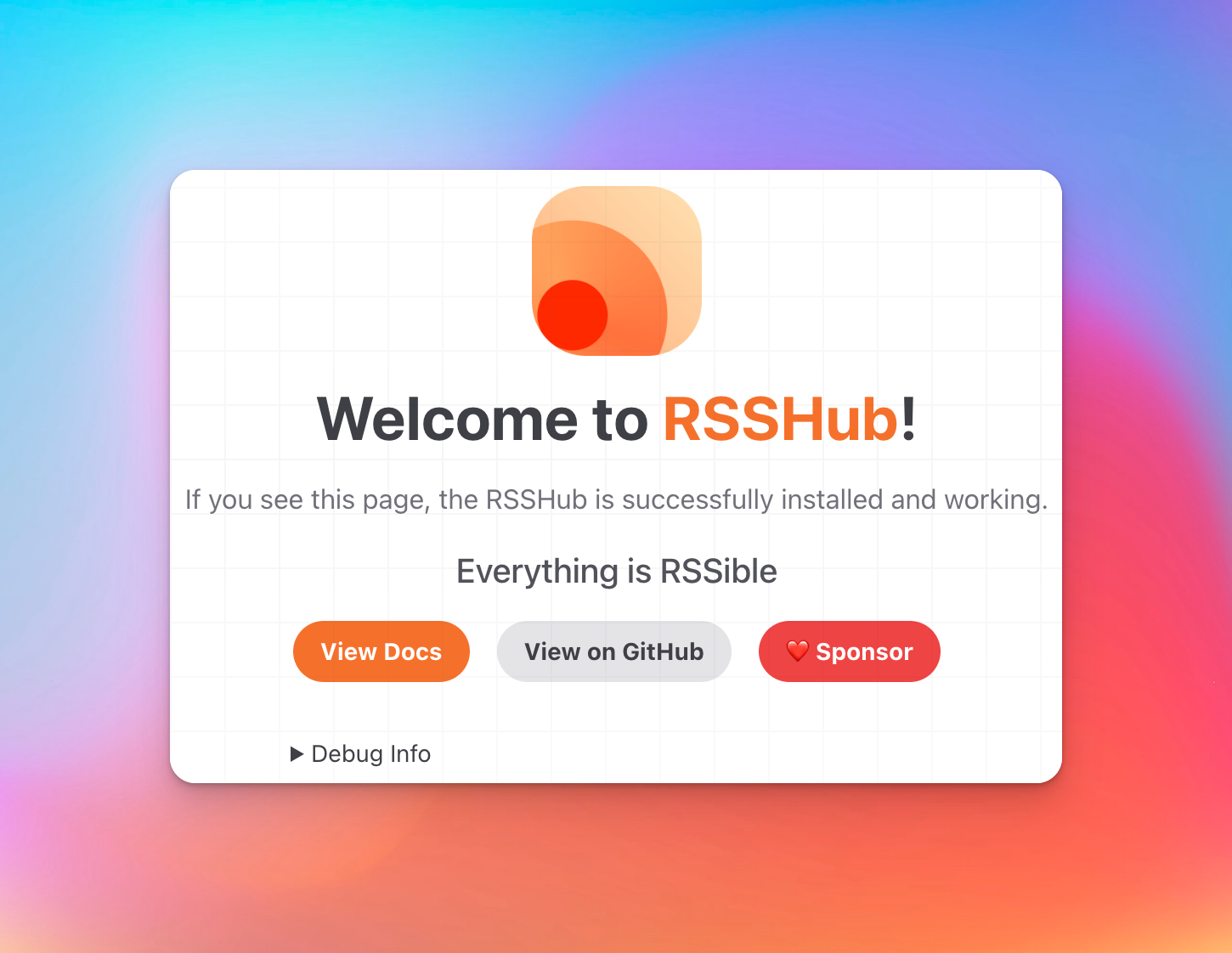 成功安装 RSSHub