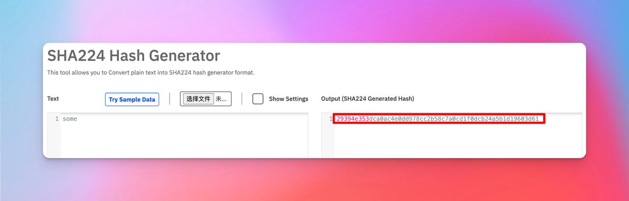 SHA224 Hash Generator